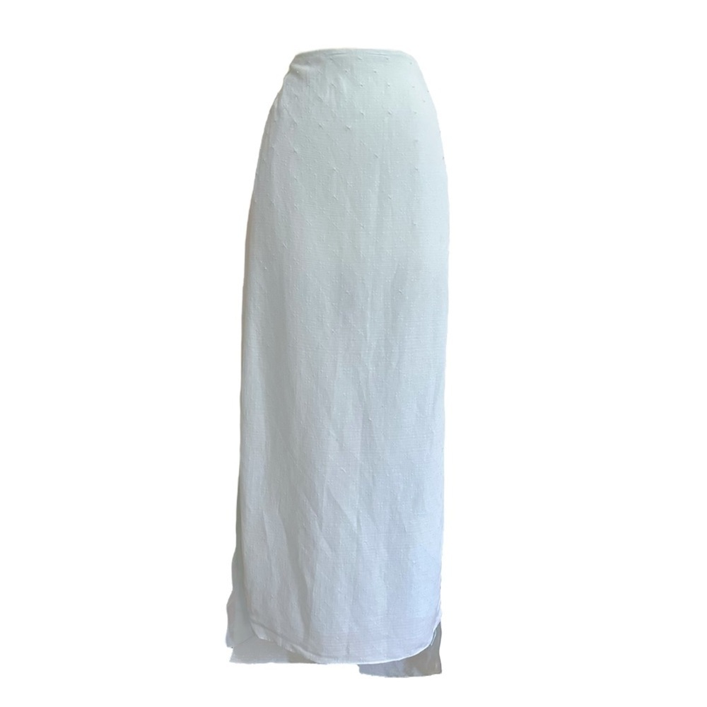 Vintage Joseph Szigeti‎ Powder Blue Linen Blend Skirt Long Beachy Coastal Sz 12 - Picture 16 of 16